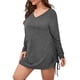 thumbnail image 1 of Vestido de manga larga para mujer con cordón con cuello en V y minivestido de talla grande Abanopi Vestido, 1 of 7
