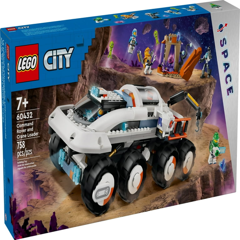 LEGO City Command Rover and Crane Loader Outer Space Toy Building Set 4 Astronaut Toy Minifigures Space Robot 2 Alien Action Figures Gift for 7