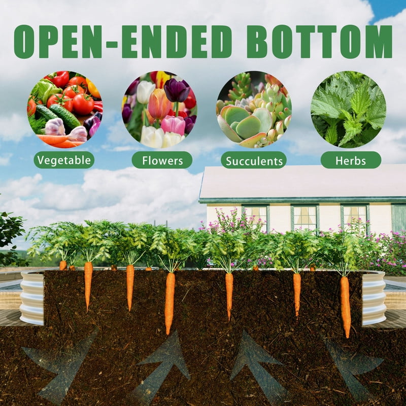8x4x1ft Raised Garden Bed Kit, Galvanized Planter Raised Garden Beds for Outdoor for Vegetables,Flowers &Herbs, Heavy Duty Planter Box, 2 PCS