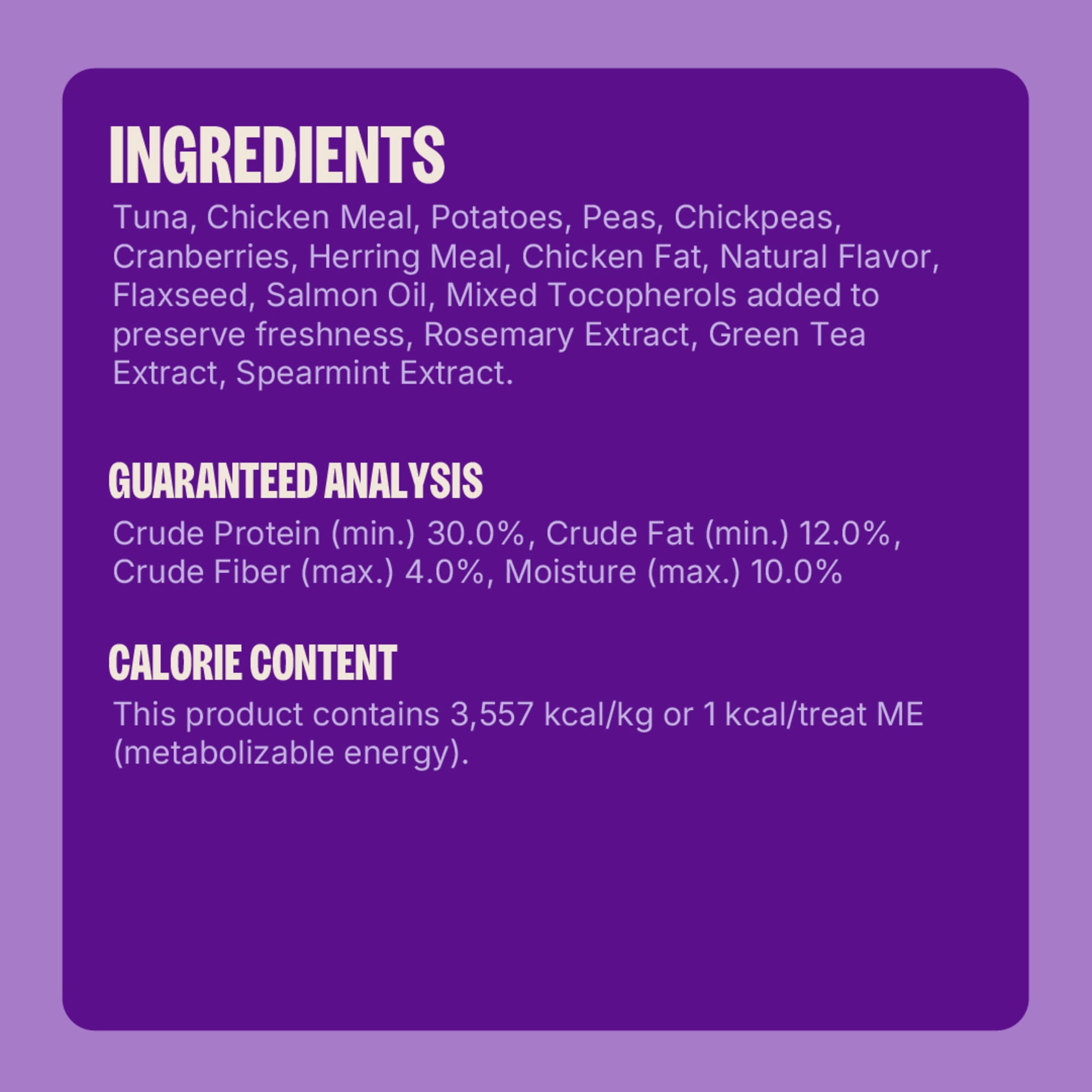 Wellness Kittles Crunchy Cat Treats, All Lifestages, Kitten to Senior, Natural, Grain Free, Tuna and Cranberry Flavor, 2 oz Bag