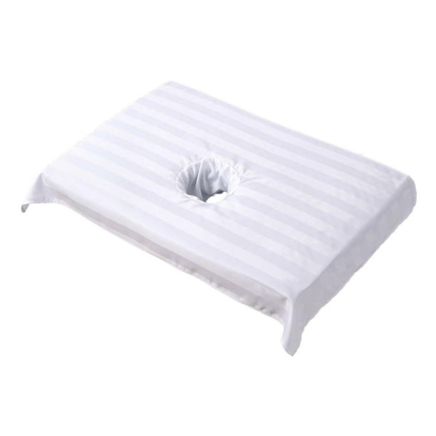 Toalla de algodón suave para mesa de masajes, toalla facial con orificios para el rostro, toalla de masaje con ventilación facial Blanco