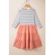 thumbnail image 2 of ABPHQTO Vestido tipo camiseta con volantes en capas de patchwork a rayas para mujer, 2 of 5