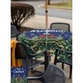 thumbnail image 4 of Outdoor Tablecloth with Umbrella Hole and Zipper, Navy Blue Christmas Square Table Cloth 60x60 Inch Waterproof Tablecloth, Green Xmas Tree Snowflake Winter Picnic Table Cover for Patio Camping, 4 of 7