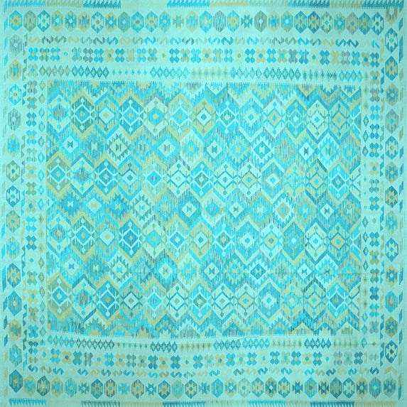 Ahgly Company Indoor Square Southwestern Light Blue Country Area Rugs, 6' Square