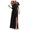 Black summer dresses for women, variant on Usmixi Summer Dresses for Women Fashion One Shoulder Tie Waist Ruffle Layer Slit Hem Long Sundresses 2025 Short Sleeve Slash Neck Solid Maxi Formal Dress Black XL