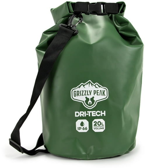 Grizzly Peak 20L Dri-Tech Waterproof Dry Bag IP 66 Roll-Top Camping Sack with Carrying Straps