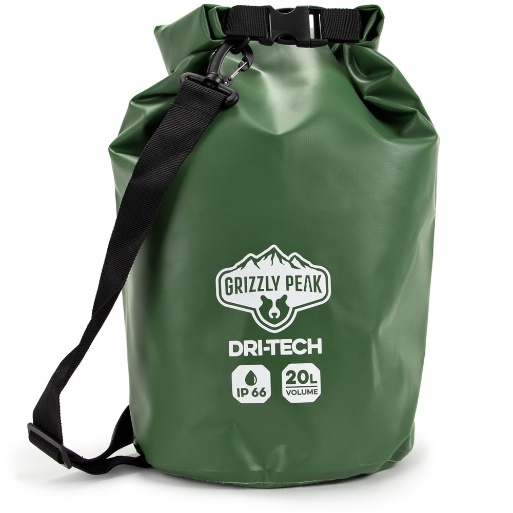 Grizzly Peak 20L DriTech Waterproof Dry Bag IP 66 RollTop Camping Sack with Carrying Straps