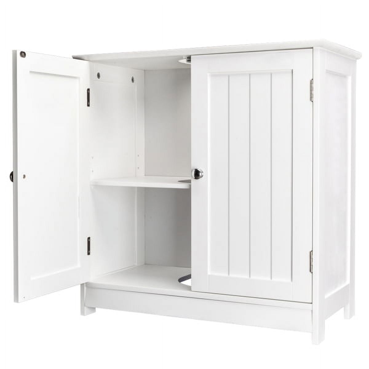White Waterproof Bathroom Sink Cabinet w/Magnetic Base & Vintage Knobs - Adjustable Shelf Under Sink Storage 23.6x11.4x23.6 Inch