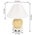 thumbnail image 3 of FSLiving 9.5 inches Cute Ceramic Pot Table Lamp Cordless Battery Operated by Remote Control Dimmable, Wireless Warm Light White Pleated Lampshade, Cream Mushroom for Living Room, Console, End Table, 3 of 8