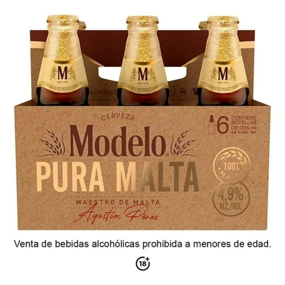 Cerveza Modelo Pura Malta 6 botellas de 355 ml c/u