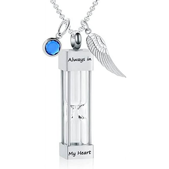 Hearbeingt Cremation Urns Timeless Hourglass Memorial Pendant Jewelry with Stainless Steel Interior
