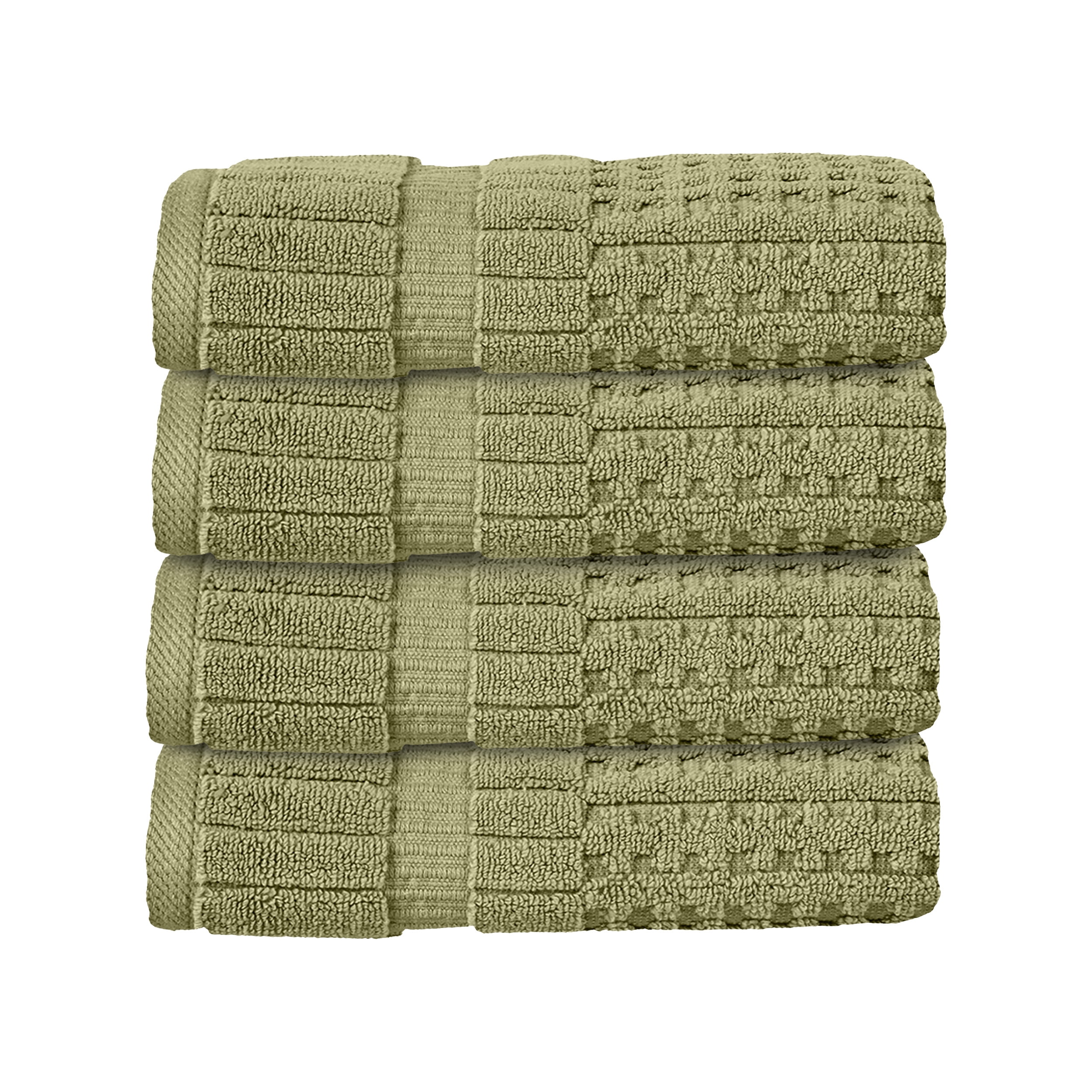 Home Weavers Willow Collection Hand Towels Set of 4 | 100% Cotton Zero Twist | 630 GSM Thick Plush | Soft, Highly Absorbent & Quick Dry | Hotel Quality Luxury Hand Towels | 16x24 Inch | Green