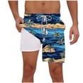 thumbnail image 2 of PNTUTB Hawaiian Summer Men's Fashion Printed Elastic Drawstring Pockets Casual Double Layer Beach Shorts, 2 of 6