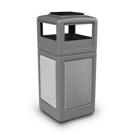 Commercial Zone Products 72051199 42-gallon StoneTec Panel with Ashtray Dome Lid Gray with Ashtone Panels