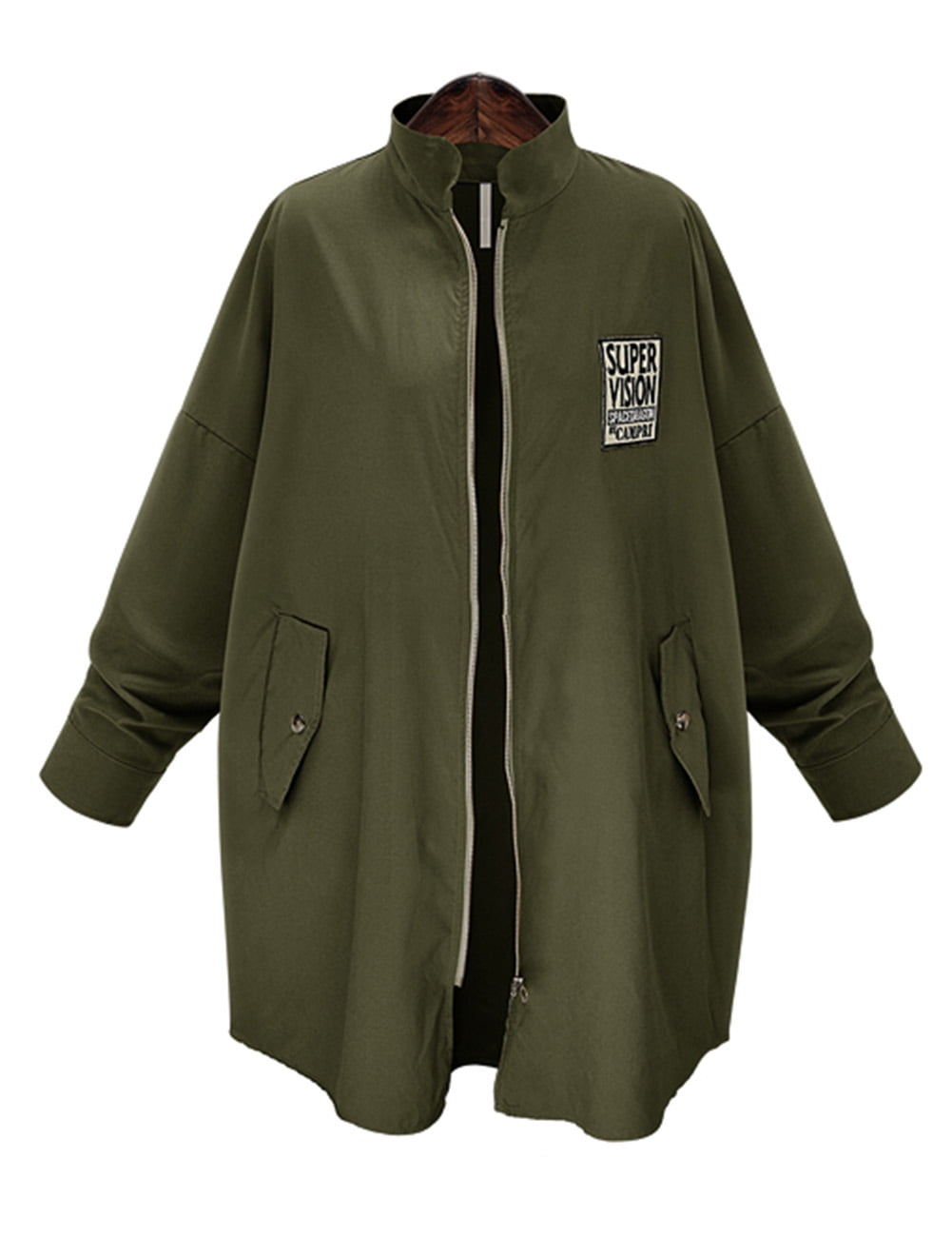 Women Casual Loose Zip-Front Jacket Parka Coat Outwear by
