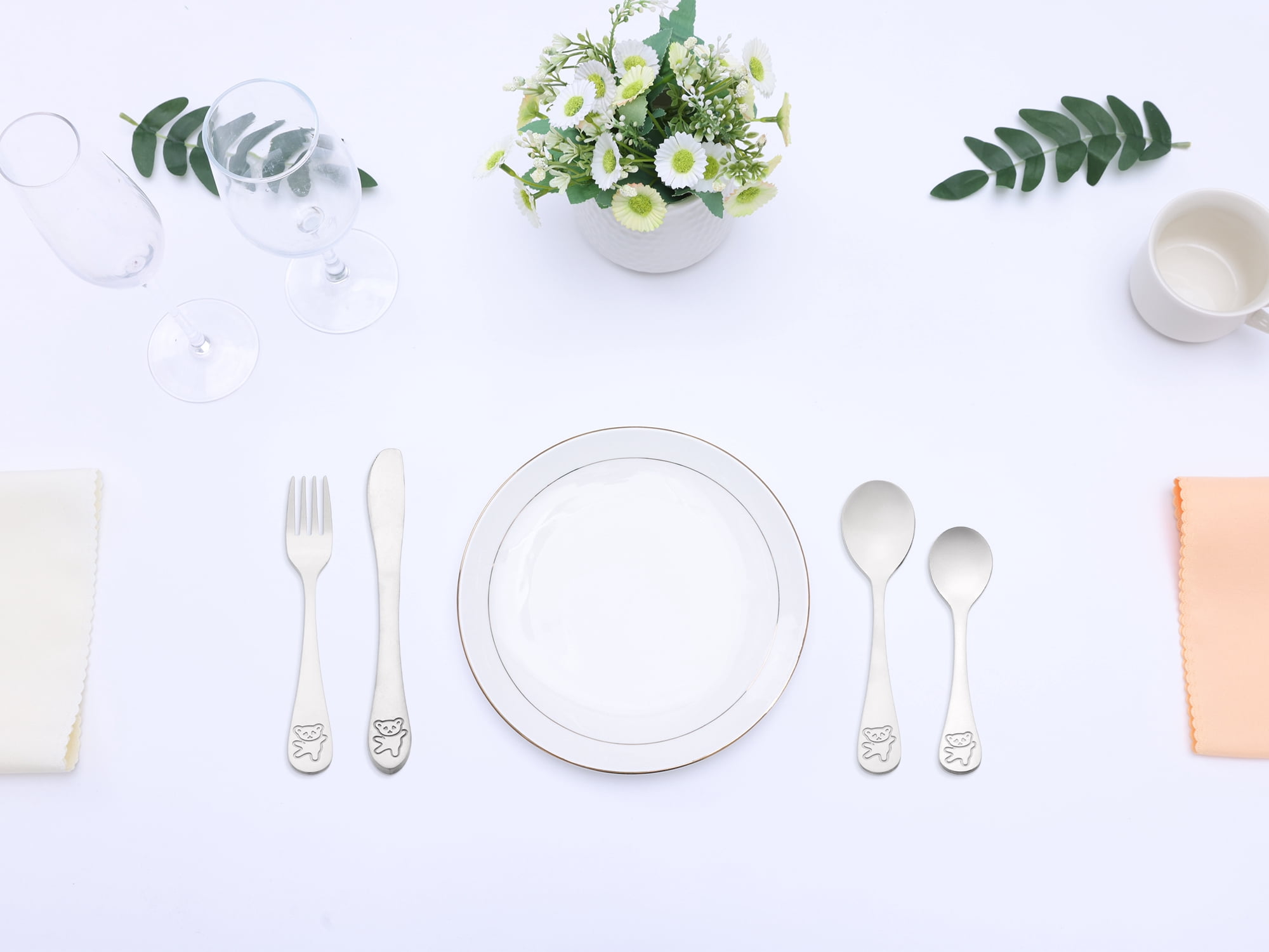 Unique Bargains Stainless Steel Flatware Set with Knife Silver 4 Pcs