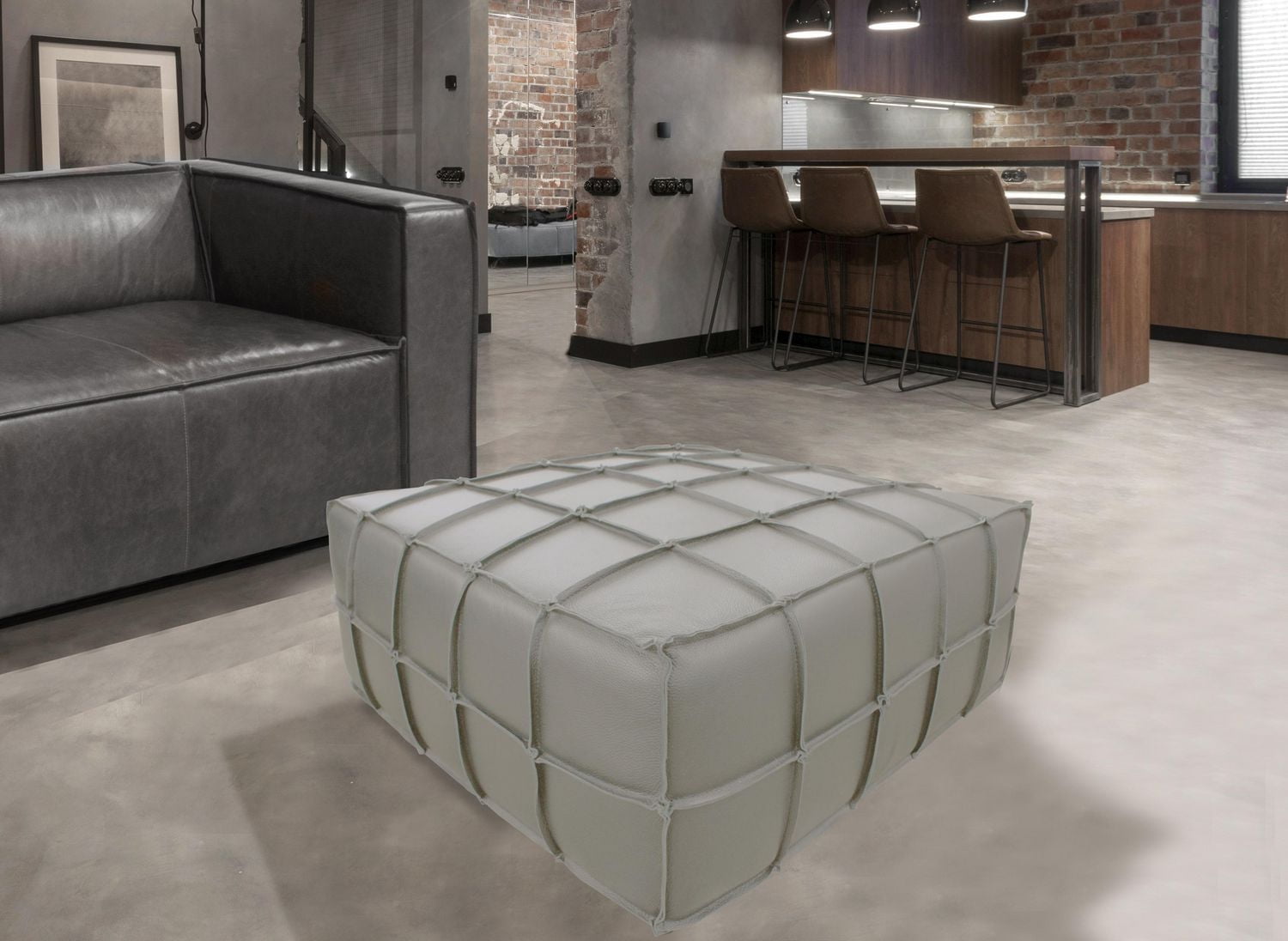 Topline Home Furnishings Ottoman, Black 100% Top Grain Leather