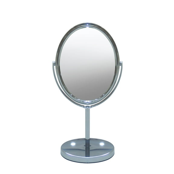 Eden Bath Oval Two Sided 5X Chrome Framed Freestanding Makeup / Shaving Mirror