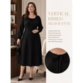 thumbnail image 5 of Mengpipi Women's Plus Size Knits Fall Spring Long Sleeve Round Neck Puff Sleeve with Bow Detail Fitted A-Line Solid Color Casual Comfortable Dress 1X-5X, 5 of 9
