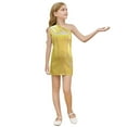 thumbnail image 1 of HXWCHs Robe en Tricot Filles Robe à Paillettes Scintillantes Imprimé Ourlet Asymétrique Col Rond Sans Manches Tenue de Fête Élégante Décontractée Or 6-7ans, 1 of 4