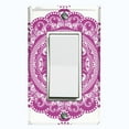 thumbnail image 1 of Metal Light Switch Plate Cover Mandala Pink White Flower Tile Pattern MDL065, 1 of 16