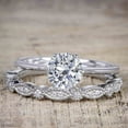 thumbnail image 3 of 1.50 Carat Moissanite and Diamond Trio Wedding Bridal Ring Set in White Gold, 3 of 5