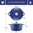 thumbnail image 4 of Farberware Disney Bon Voyage 4.75 Quart Pre-Seasoned Cast Iron Dutch Oven with Lid, Induction Compatible, Metal Utensil, Broiler and Oven Safe to 500°F, Blue, 4 of 9