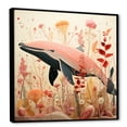 thumbnail image 2 of Designart "Vintage Floral Decor on Whale II" Animals Framed Wall Art - Red Whale Living Room Framed Canvas Art, 2 of 6