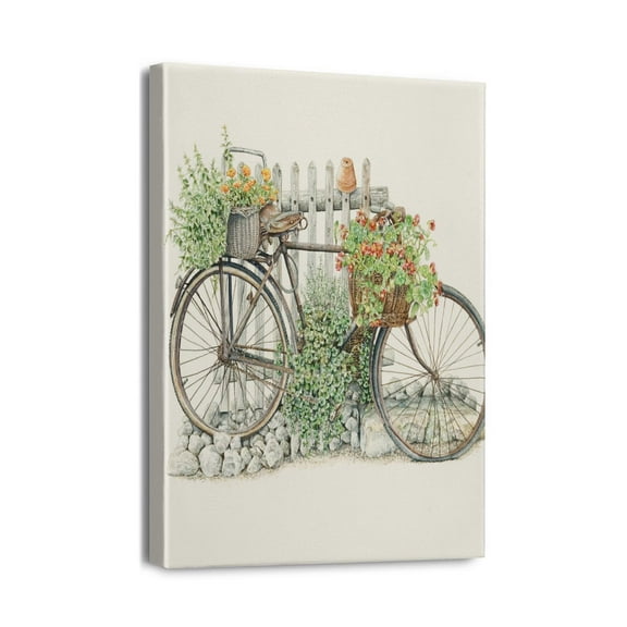 Beach Canvas Wall Art, 12x16in Ocean Pictures & Seaside Bicycle, Teal Aqua Blue A Serene Touch to Your Coastal Home Bedroom Décor