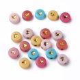 thumbnail image 3 of 500g Opaque Acrylic Beads Flat Round with Heart Golden Plated 6.5x7x3mm Hole: 1.6mm about 3600~3700pcs/500g, 3 of 7