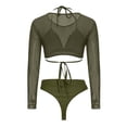 thumbnail image 1 of Fortune 3pcs Women Swimwear High-Waist Bikini Set With Mesh Cover up Swimsuit, 1 of 1