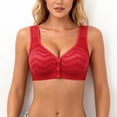thumbnail image 2 of Wang6 Womens Button Front Closure Bras Seamless Wireless Push up Everyday Bra Full Coverage Padded Bras Wave Printed T-Shirt Bralettes Red S, 2 of 6