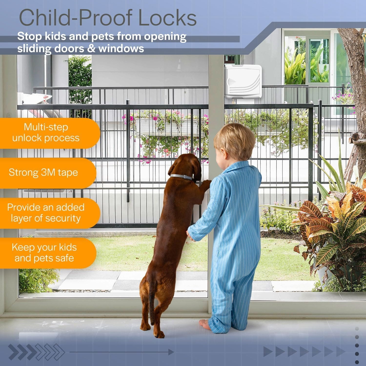 Todays Kids Sliding Glass Door Lock 2 Pack - Child Proof Lock for Sliding Door, Easy to Install Sliding Window Lock - Strong Adhesive Sliding Door Security Lock, Window Locks & Sliding Door Lock