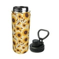 thumbnail image 2 of Yiaed Brown Leaf Pattern Sunflower Print Sports Insulated Kettle Bottle Reusable Stainless Steel Insulated Cup, Outdoor Portable Casual Stainless Steel Insulation Cup, 2 of 7