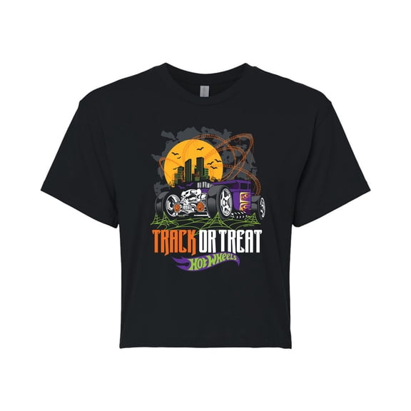Hot Wheels - Halloween - Trick Or Treat Spider Webs - Juniors Cropped Cotton Blend T-Shirt
