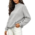 thumbnail image 5 of Yotami Women's Mock Neck Sweatshirt with Front Pocket, Solid Color Loose Fit Long Sleeve Pullover Top, Fall Winter Soft Casual Sweatshirt Clothes Sizes S-XXL, 5 of 5