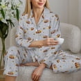 thumbnail image 5 of KLL Bee Print Women's Long Sleeve Pajamas with Pants Sleepwear Loungewear 2 Set-XX-Large, 5 of 7