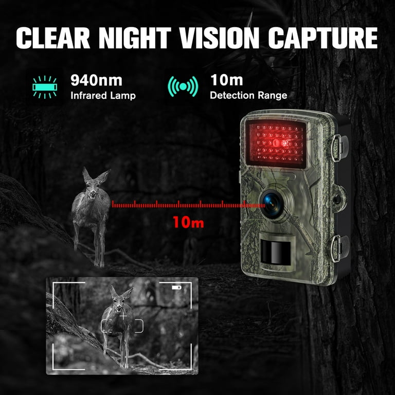 Teblint Trail Camera, 16MP Game Camera with Night Vision