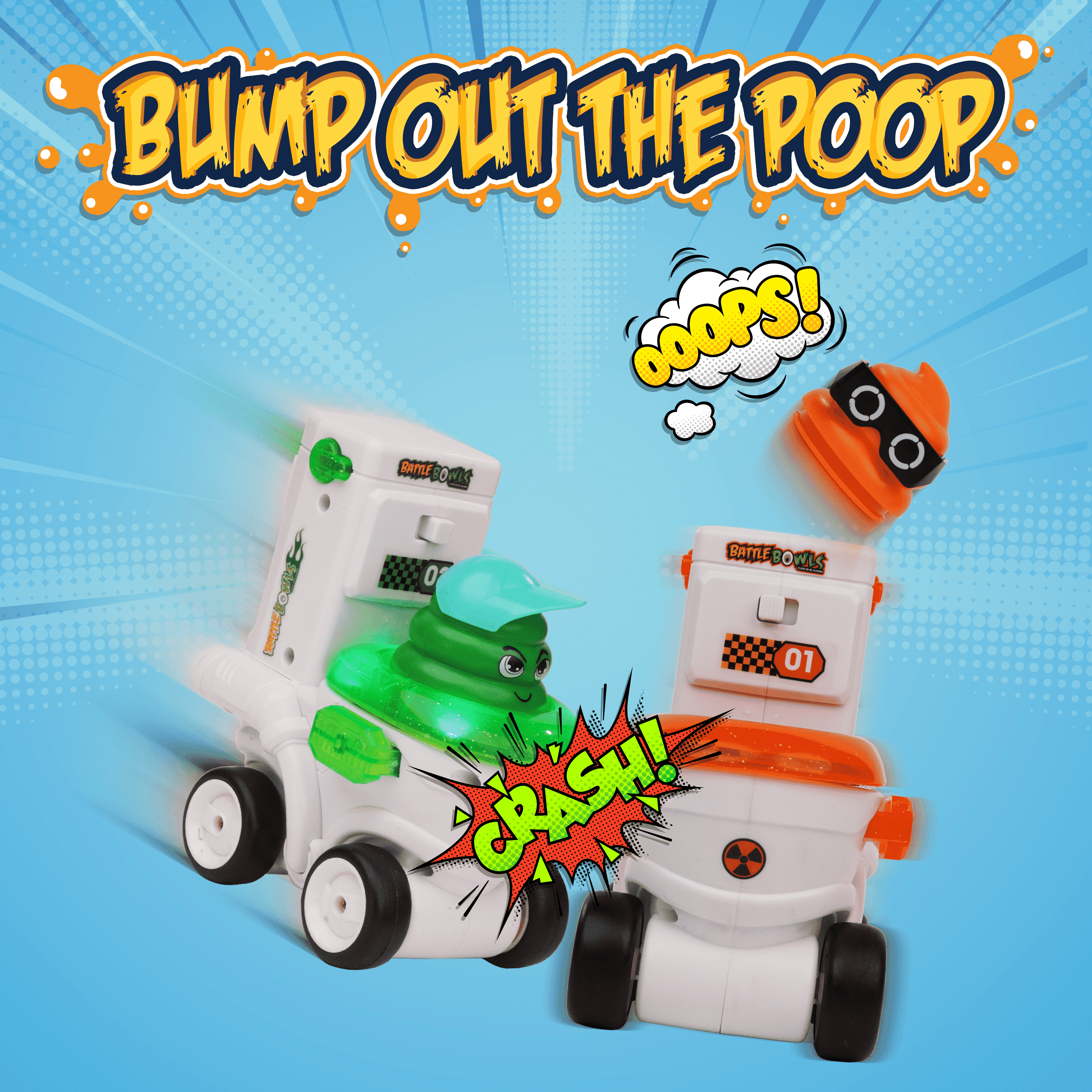 Force1 Summer Toilet RC Car 2 pack Novelty Indoor Remote Control Ages 6+