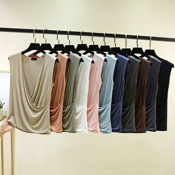 Yourumao Wrap Tank Tops for Women Ruched Cross Front V Neck Tanks Lightweight Solid Casual Camisoles Plus Size Blouse for Summer Lounge
