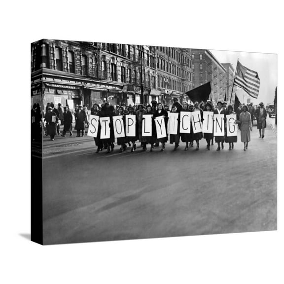 Art.com Harlem Protests the Scottsboro Verdict as a L-Y-N-C-H-I-N-G Stretched Canvas Print Wall Art, 16" x 12"
