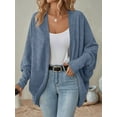 thumbnail image 2 of Womens Oversized Soft Knit Cardigan Sweater with Pockets Blue XXL, 2 of 7