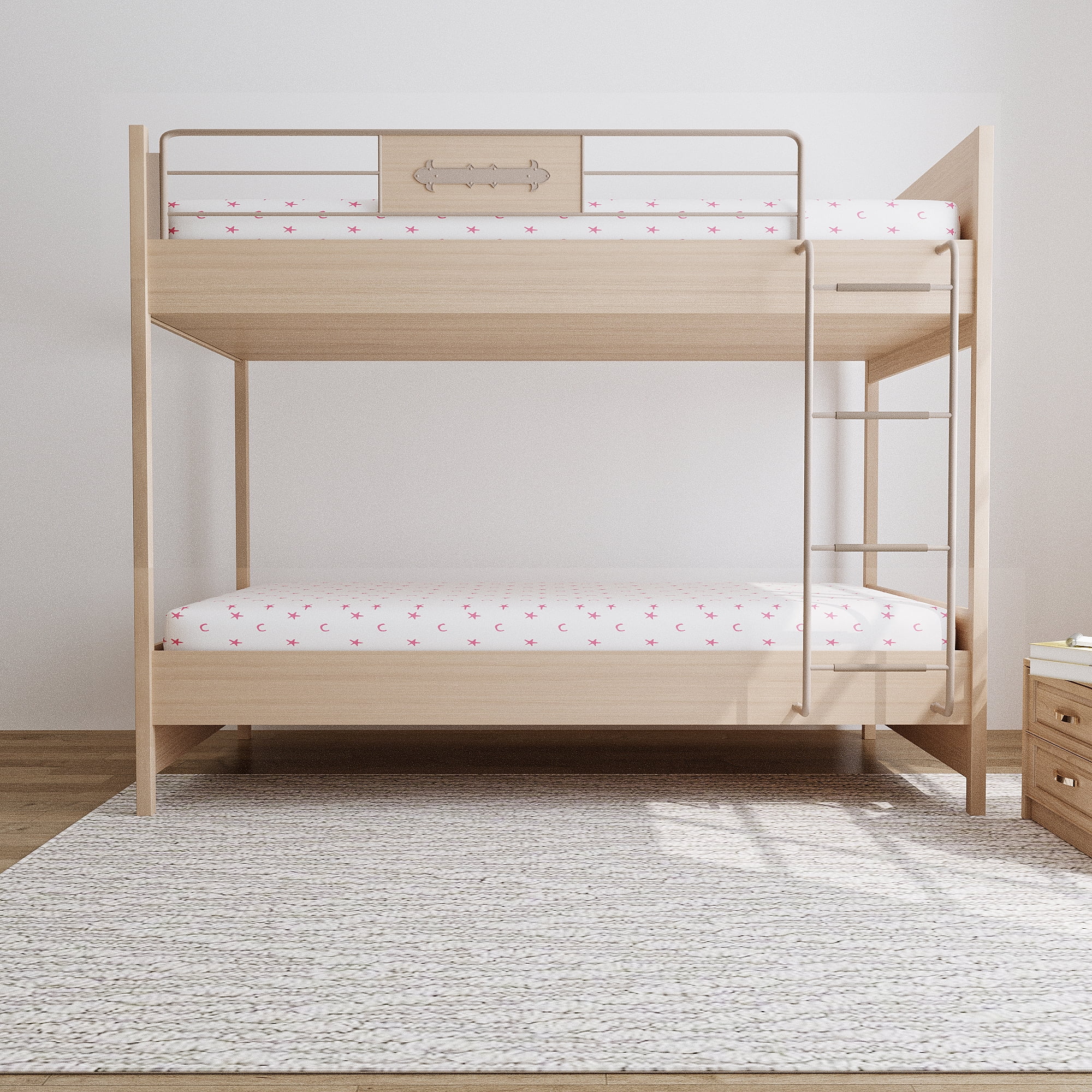 Brookshire Rest 5 Inch Twin Mattress for Bunk Beds Pink, Trundle Mattress with Zipper Cover (Pack of 2)