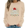 thumbnail image 5 of HOMBOM Womens Beige Sweatshirts Light Up Merry Christmas Graphic Festive Xmas Sweatshirt for Adult Fall, 5 of 6