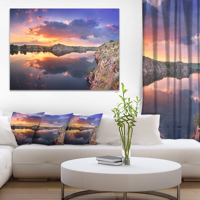 Sunset at River with Large Clouds - Landscape Photography Canvas Print