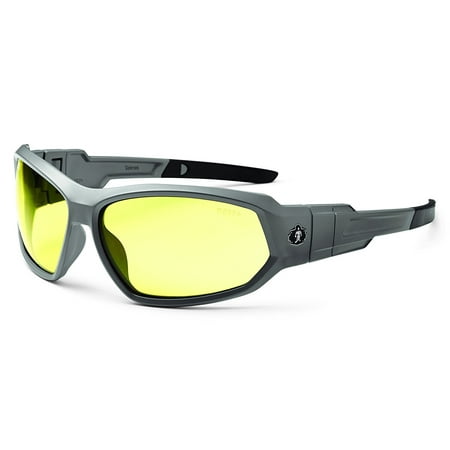 - Skullerz Loki Convertible Safety Glasses/Goggle Kit- Matte Gray Frame, Yellow Lens, Matte gray frame with yellow safety lens for indoor use, nighttime wear and.., By Ergodyne