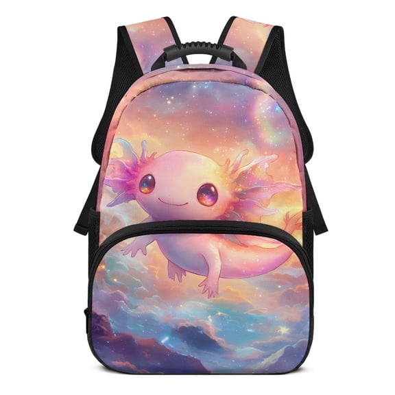 Aplkyhs Cute Axolotl School Backpack for Age 6-18 Large Capacity Ergonomic Padded Straps School Bag for Boys Girls Elementary Middle High School Students Back to School Use
