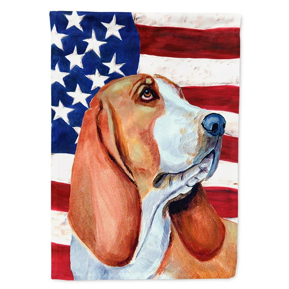 Carolines Treasures LH9017CHF 28 x 40 in. USA American Flag with Basset Hound House Size Canvas Flag