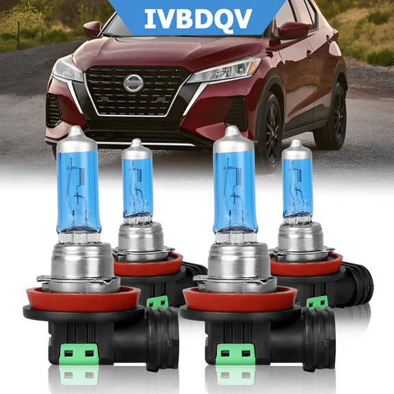 For Nissan Kicks 2017-2021 H9/H11 High Beam H11 Low Beam Halogen Light Bulb Combo Pack of 4