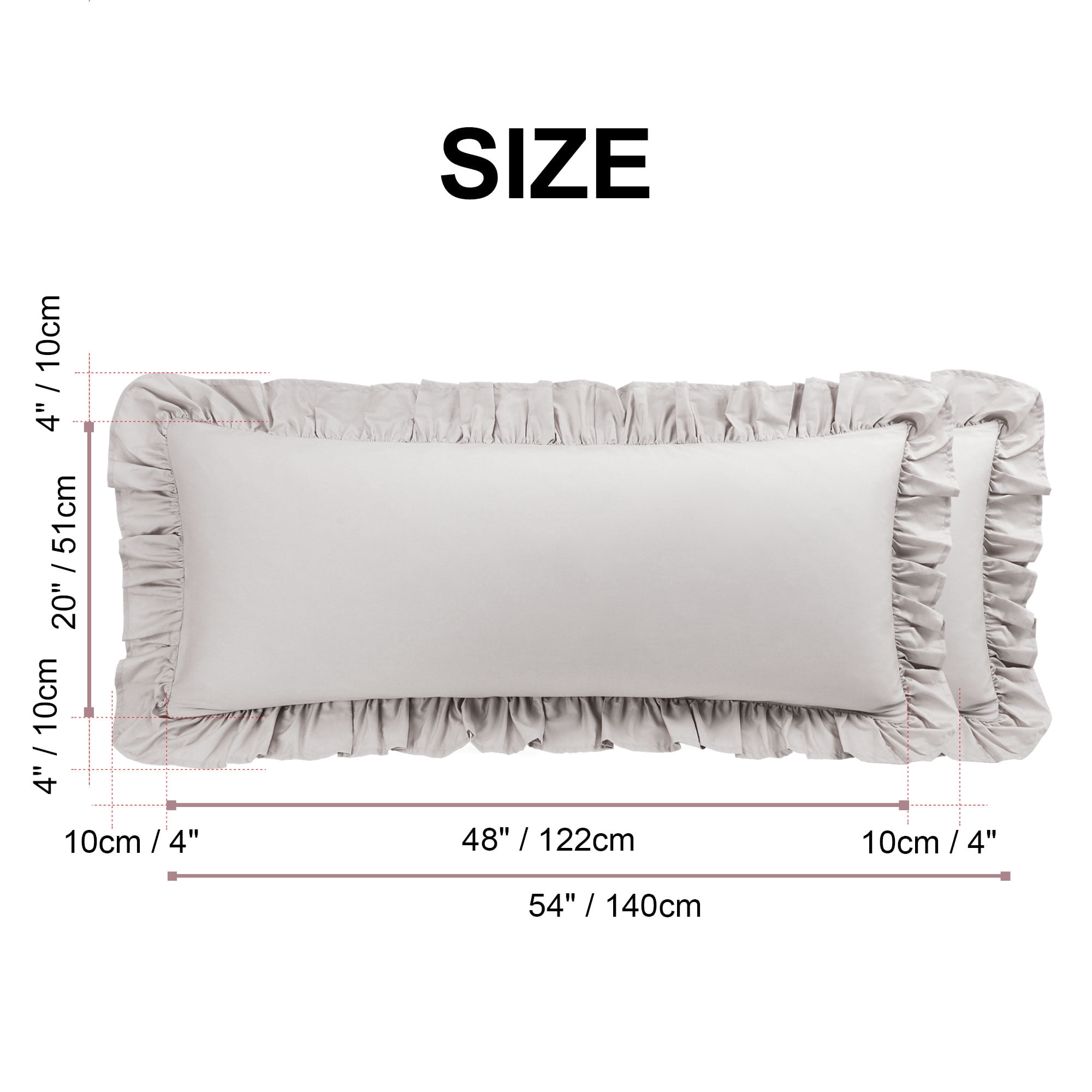 Unique Bargains 1Pc 100% Cotton Envelope Closure Body Ruffled Pillowcase Isabelline 20"x48"